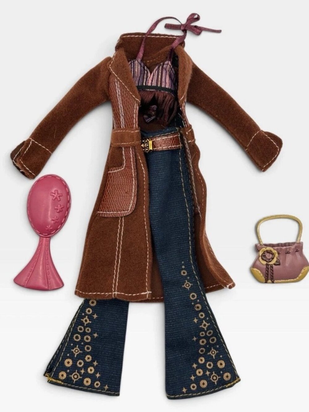2003 Mattel ‘My Scene’ Tunin In Chelsea Outfit Fringe Top Jeans Jacket 5pcs
